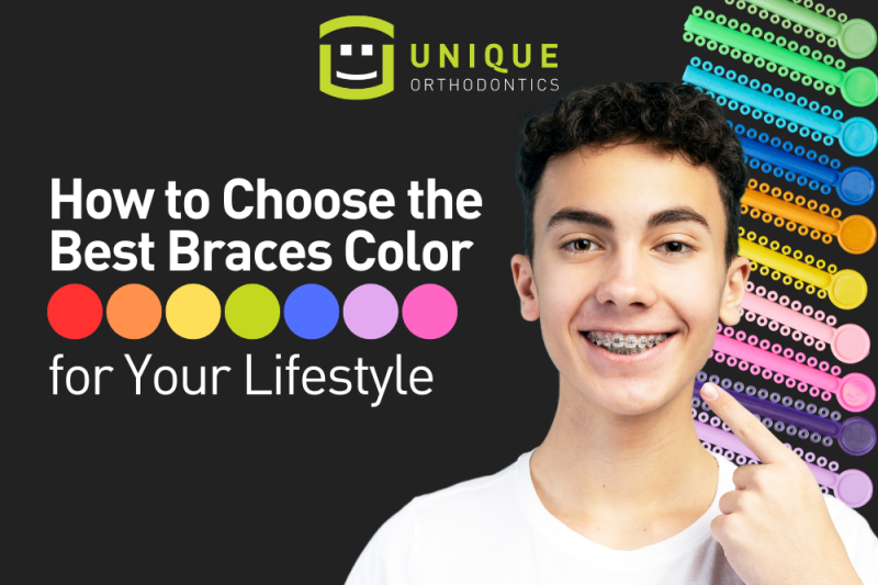 Boy with braces smiling next to the title "How to Choose the Best Braces Color for Your Lifestyle"